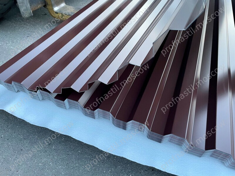 Профнастил двухсторонний коричневый С21 RAL 8017 2000-1050-0,40